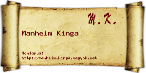 Manheim Kinga névjegykártya